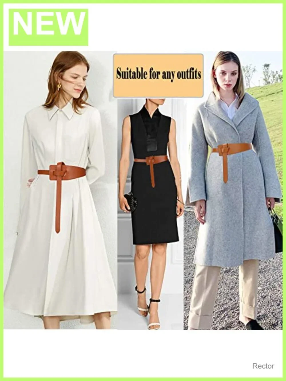 Genuine Leather Tie Knot Waist Belt for Women Dress Jeans Coat
